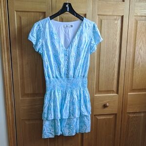 Vineyard Vines Blue Flutter Sleeve Peplum Dress Size M
